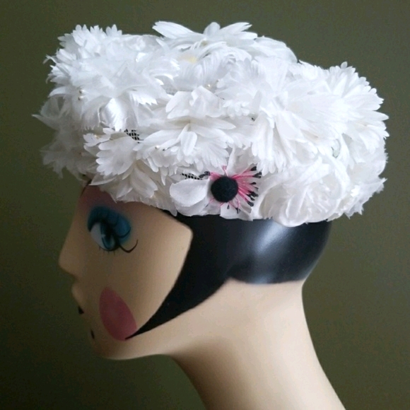 Vintage Mid Century 1950's Signed Jane Morgan Daisy Pill Box Hat - Picture 10 of 15